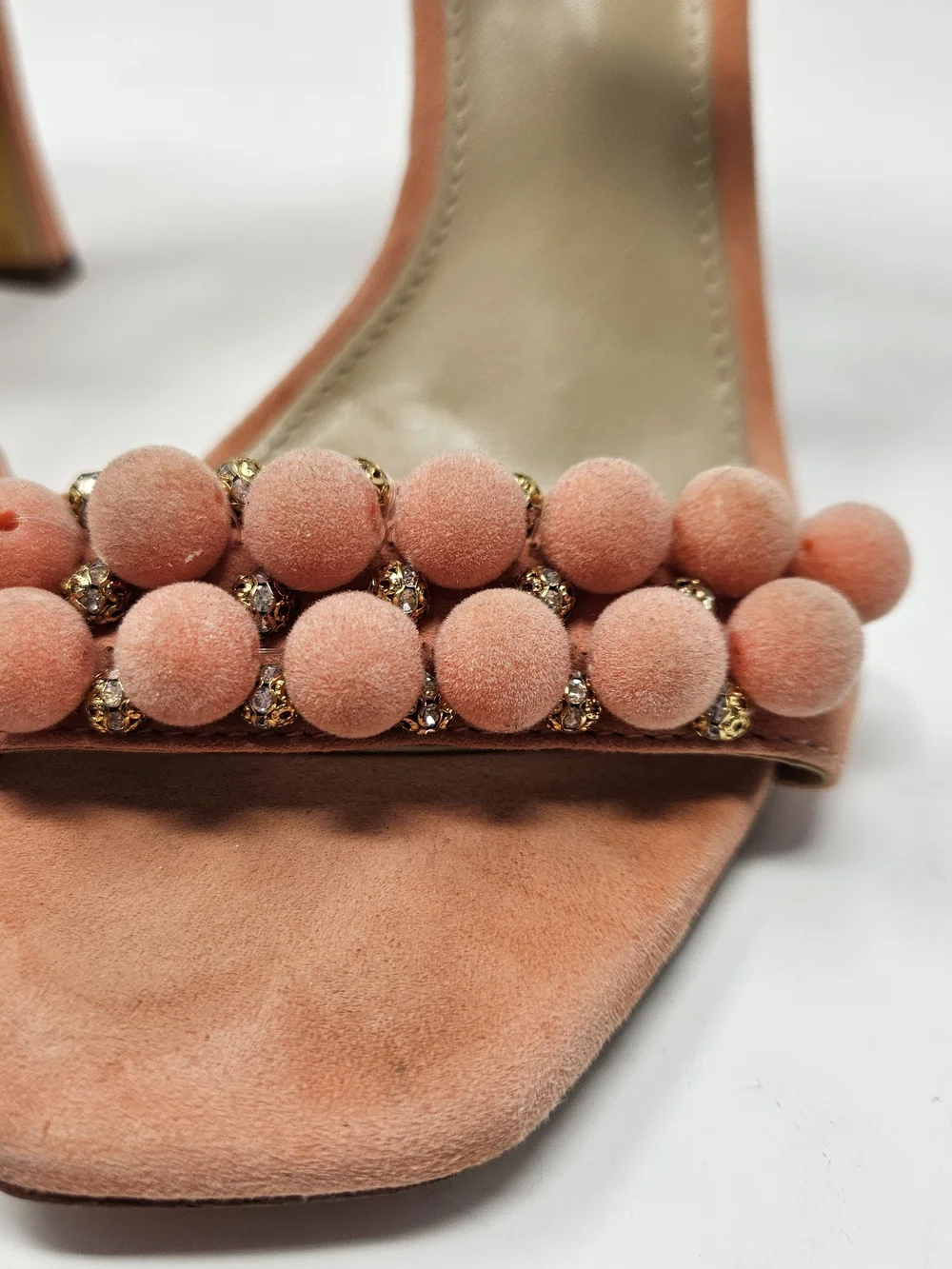 Sam Edelman Women's Luella Embellished High Heel Sandals, Women's 8 POM POM